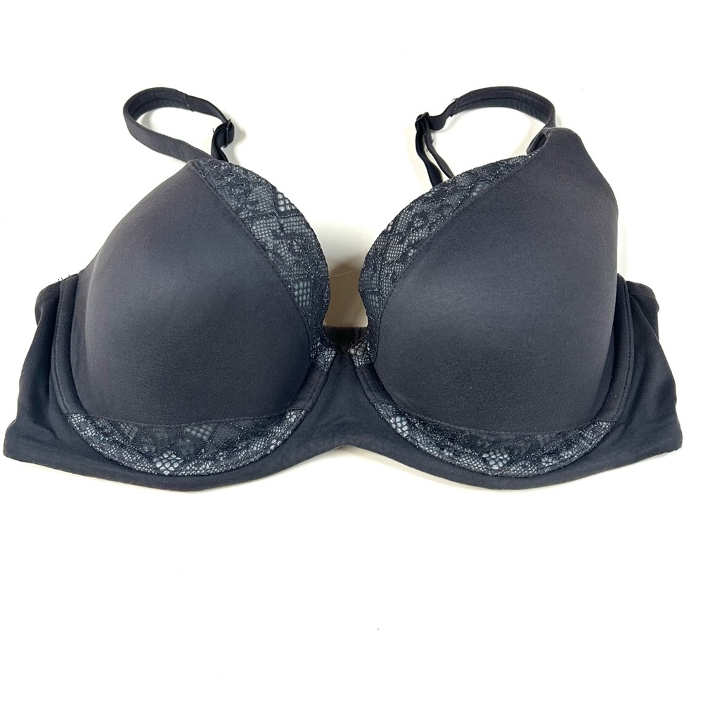 Body By Victorias Secret 32dd Lined Demi Bra Solid Gray Floral Lace #0778